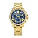 Michael Kors Wren Diamonds Blue Dial Gold Steel Strap Watch for Women - MK6291 Authentic Buy Shop Now