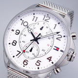 Tommy Hilfiger Dean Chronograph White Dial Silver Mesh Bracelet Watch for Men - 1791277 Authentic Buy Shop Now