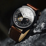 Tommy Hilfiger Bruce Automatic Black Dial Brown Leather Strap Watch for Men - 1791280 Authentic Buy Shop Now