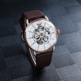 Emporio Armani Meccanico Automatic White Dial Brown Leather Strap Watch For Men - AR60027 Authentic Buy Shop Now