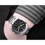 Fossil Dean Chronograph Black Dial Silver Steel Strap Watch for Men - FS4542 Authentic Buy Shop Now