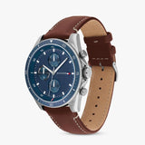 Tommy Hilfiger Parker Chronograph Blue Dial Brown Leather Strap Watch For Men - 1791837 Authentic Buy Shop Now