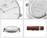 Daniel Wellington Petite White Dial Brown Leather Strap Watch For Women - DW00100243 Authentic Buy Shop Now