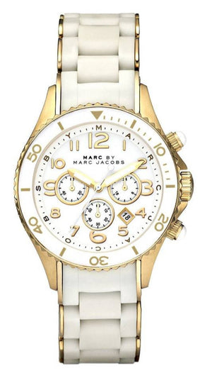 Marc Jacobs Rock Chronograph White Dial White Silicone Strap Watch for Women - MBM2546 Authentic Buy Shop Now