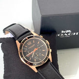 Coach Sullivan Chronograph Black Dial Black Leather Strap Watch for Men - 14602087 Authentic Buy Shop Now