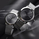 Calvin Klein Minimal Black Dial Silver Mesh Bracelet Watch for Women - K3M22123 Authentic Buy Shop Now