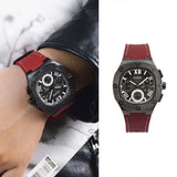 Guess Headline Multifunction Grey Dial Burgundy Silicone Strap Watch For Men - GW0571G4 Authentic Buy Shop Now