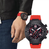 Tissot T Race Chronograph Black Dial Red Rubber Strap Watch For Men - T141.417.37.057.01 Authentic Buy Shop Now