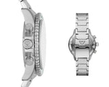 Emporio Armani Diver Chronograph Green Dial Silver Steel Strap Watch For Men - AR11500 Authentic Buy Shop Now