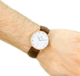 Daniel Wellington Dapper Bristol White Dial Brown Leather Strap Watch For Men - DW00100086 Authentic Buy Shop Now