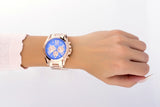 Michael Kors Bradshaw Quartz Blue Dial Rose Gold Steel Strap Watch For Women - MK5951 Authentic Buy Shop Now