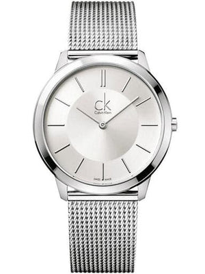 Calvin Klein Minimal Silver Dial Silver Mesh Bracelet Watch for Men - K3M21126 Authentic Buy Shop Now