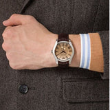 Emporio Armani Classic Quartz Beige Dial Brown Leather Strap Watch For Men - AR0646 Authentic Buy Shop Now