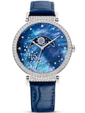 Swarovski Passage Moon Phase Blue Dial Blue Leather Strap Watch for Women - 5613320 Authentic Buy Shop Now