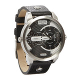 Diesel Mini Daddy Black Silver Dial Black Leather Strap Watch For Men - DZ7307 Authentic Buy Shop Now