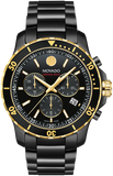 Movado Series 800 Chronograph Black Dial Black Steel Strap Watch For Men - 2600180 Authentic Buy Shop Now
