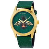 Gucci G Timeless Bee Green Dial Green Leather Strap Watch For Women - YA1264065 Authentic Buy Shop Now