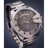 Diesel Mega Chief Chronograph Grey Dial Grey Steel Strap Watch For Men - DZ4466 Authentic Buy Shop Now