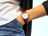 Tissot Couturier White Dial Red Leather Watch For Women - T035.210.16.011.01 Authentic Buy Shop Now