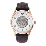 Emporio Armani Meccanico White Dial Brown Leather Strap Watch For Men - AR1920 Authentic Buy Shop Now