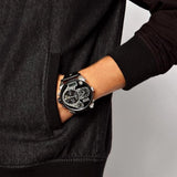 Diesel Mr Daddy Chronograph White Dial Black Leather Strap Watch For Men - DZ7125 Authentic Buy Shop Now
