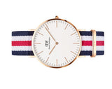 Daniel Wellington Classic Canterbury White Dial Two Tone Nylon Strap Watch For Men - DW00100002 Authentic Buy Shop Now