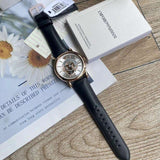 Emporio Armani Luigi Automatic Silver Dial Black Leather Strap Watch For Men - AR60013 Authentic Buy Shop Now