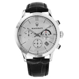 Maserati Ricordo Silver Dial Black Leather Strap Watch For Men - R8871633001 Authentic Buy Shop Now
