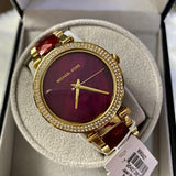 Michael Kors Parker Mother of Pearl Red Dial Two Tone Steel Strap Watch for Women - MK6427 Authentic Buy Shop Now