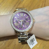 Michael Kors Wren Purple Dial Gold Steel Strap Watch for Women - MK6290 Authentic Buy Shop Now