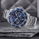 Tommy Hilfiger Jordan Chronograph Blue Dial Silver Steel Strap Watch For Men - 1792094 Authentic Buy Shop Now