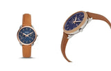 Fossil Tailor Date-Day Quartz Blue Dial Brown Leather Strap Watch for Women - ES4257 Authentic Buy Shop Now