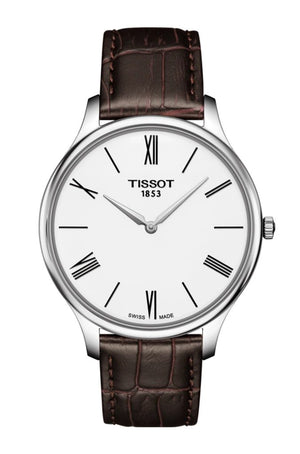 Tissot Tradition 5.5 Lady Silver Dial Brown Leather Strap Watch for Women - T063.009.16.018.00 Authentic Buy Shop Now