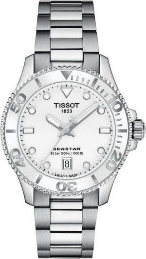 Tissot Seastar 1000 Lady White Dial Silver Steel Strap Unisex Watch - T120.210.11.011.00 Authentic Buy Shop Now