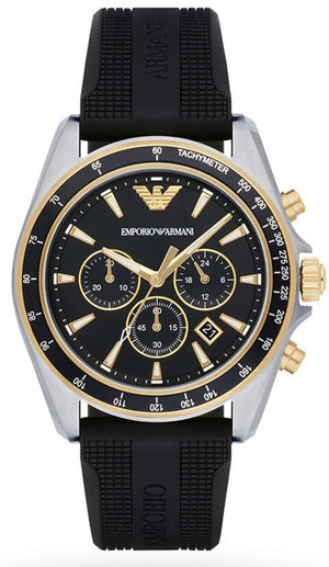 Emporio Armani Sigma Chronograph lack Dial Black Rubber Strap Watch For Men - AR80003 Authentic Buy Shop Now