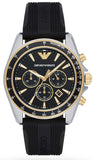 Emporio Armani Sigma Chronograph lack Dial Black Rubber Strap Watch For Men - AR80003 Authentic Buy Shop Now