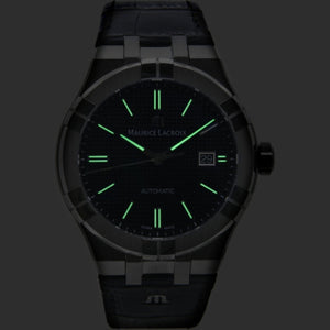Maurice Lacroix Aikon Date Automatic Black Dial Black Leather Strap Watch For Men - AI6008-SS001-330-1 Authentic Buy Shop Now