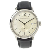 Burberry The Classic Horseferry Beige Dial Black Leather Strap Watch for Men - BU10000 Authentic Buy Shop Now