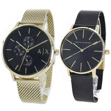 Armani Exchange Cayde Chronograph Black Dial Gold Mesh Strap Watch For Men - AX2715 Authentic Buy Shop Now