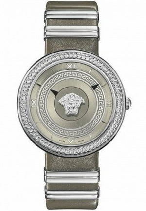 Versace V Metal Icon Silver Dial Silver & Grey Strap Watch for Women - VLC120016 Authentic Buy Shop Now