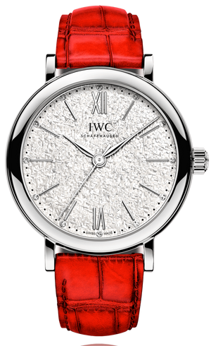 IWC Portofino Automatic Diamonds Silver Dial Red Leather Strap Watch for Women - IW357408 Authentic Buy Shop Now