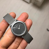 Calvin Klein Minimal Grey Dial Silver Mesh Bracelet Watch for Women - K3M53154 Authentic Buy Shop Now