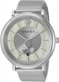 Versace V-Circle Silver Dial Silver Mesh Bracelet Watch for Men - VBQ060017 Authentic Buy Shop Now