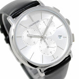 Calvin Klein Posh Silver Dial Black Leather Strap Watch for Men - K8Q371C6 Authentic Buy Shop Now