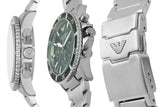 Emporio Armani Diver Chronograph Green Dial Silver Steel Strap Watch For Men - AR11500 Authentic Buy Shop Now