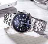Citizen Eco Drive Chronograph Blue Dial Silver Steel Strap Watch For Men - AT2140-55L Authentic Buy Shop Now