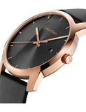 Calvin Klein City Quartz Black Dial Black Leather Strap Watch for Men - K2G2G6CZ Authentic Buy Shop Now