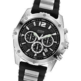 Guess Intrepid Chronograph Black Dial Two Tone Steel Strap Watch for Men - W0167G1 Authentic Buy Shop Now