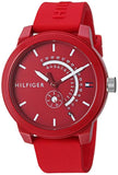 Tommy Hilfiger Denim Quartz Red Dial Red Rubber Strap Watch for Men - 1791480 Authentic Buy Shop Now