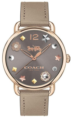 Coach Delancey Grey Dial Grey Leather Strap Watch For Women - 14502797 Authentic Buy Shop Now